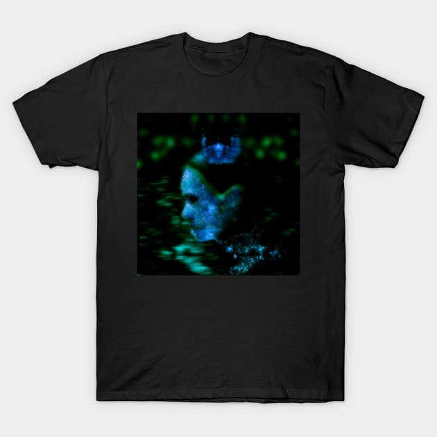 Portrait, digital collage and special processing. Woman in higher state of energy level. Blue and green. T-Shirt by 234TeeUser234